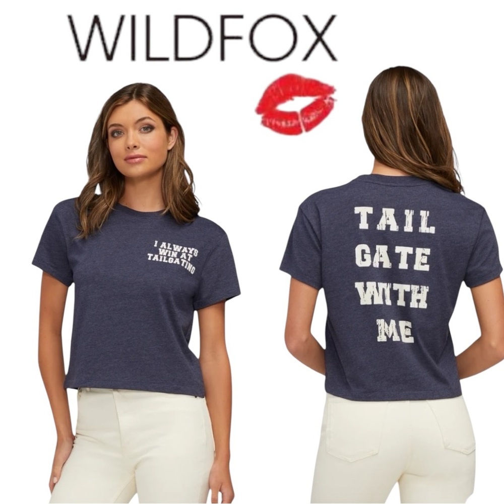 NWT Wildfox “Tailgate With Me” Jaime Navy Graphic Tee